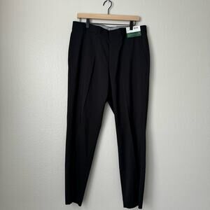 NWT Louis Raphael Men's 34 x 30 Black Golf Dress Pants Flat Front Straight Leg